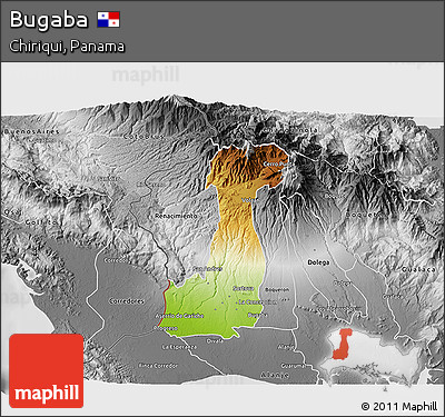 Physical 3D Map of Bugaba, desaturated