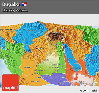 Physical 3D Map of Bugaba, political outside