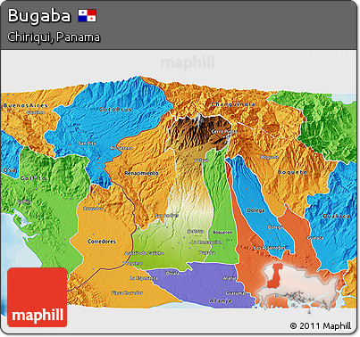 Physical 3D Map of Bugaba, political outside