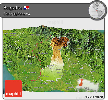 Physical 3D Map of Bugaba, satellite outside