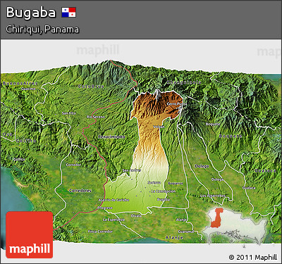 Physical 3D Map of Bugaba, satellite outside