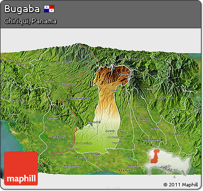 Physical 3D Map of Bugaba, satellite outside
