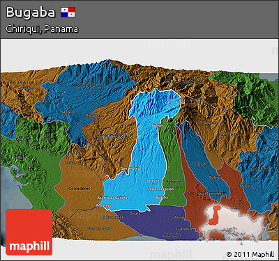 Political 3D Map of Bugaba, darken