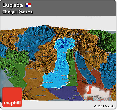 Political 3D Map of Bugaba, darken