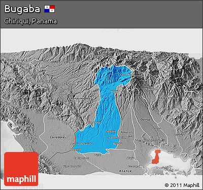 Political 3D Map of Bugaba, desaturated