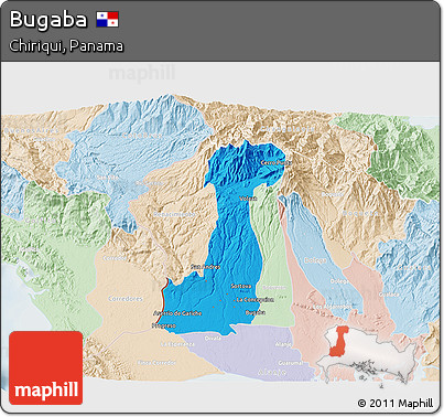 Political 3D Map of Bugaba, lighten