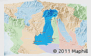 Political 3D Map of Bugaba, lighten
