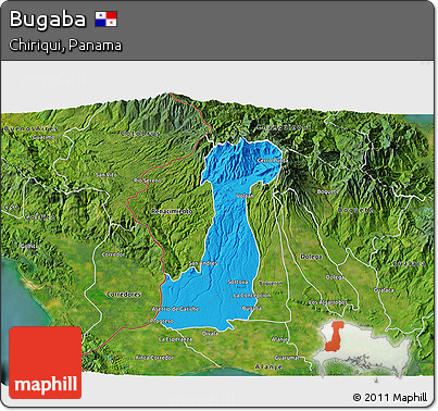 Political 3D Map of Bugaba, satellite outside