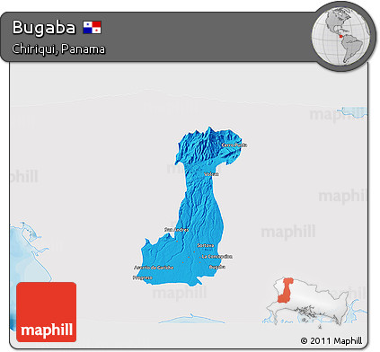 Political 3D Map of Bugaba, single color outside