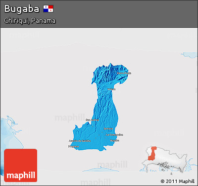 Political 3D Map of Bugaba, single color outside
