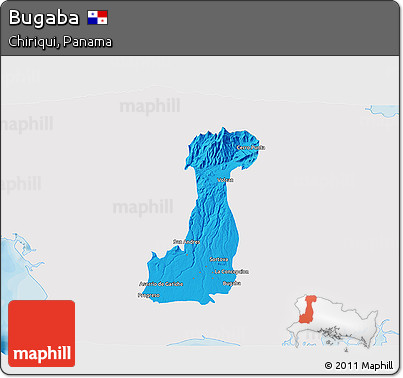 Political 3D Map of Bugaba, single color outside