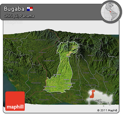 Satellite 3D Map of Bugaba, darken