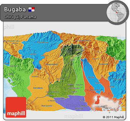 Satellite 3D Map of Bugaba, political outside