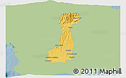 Savanna Style 3D Map of Bugaba, single color outside