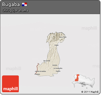 Shaded Relief 3D Map of Bugaba, cropped outside