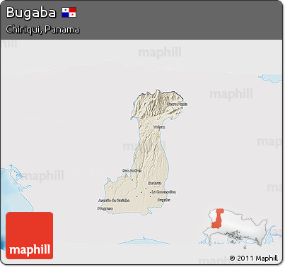 Shaded Relief 3D Map of Bugaba, single color outside