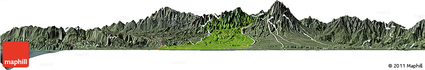 Satellite Horizon Map of Bugaba, semi-desaturated