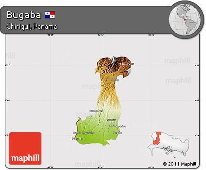 Physical Map of Bugaba, cropped outside
