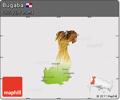 Physical Map of Bugaba, cropped outside