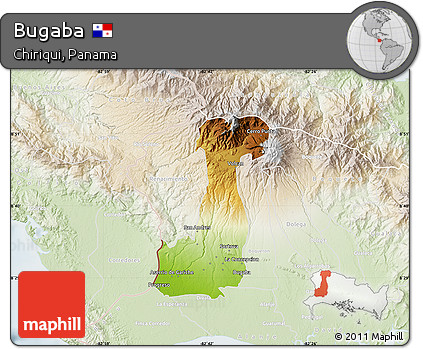 Physical Map of Bugaba, lighten