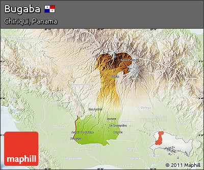 Physical Map of Bugaba, lighten