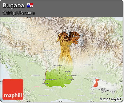 Physical Map of Bugaba, lighten