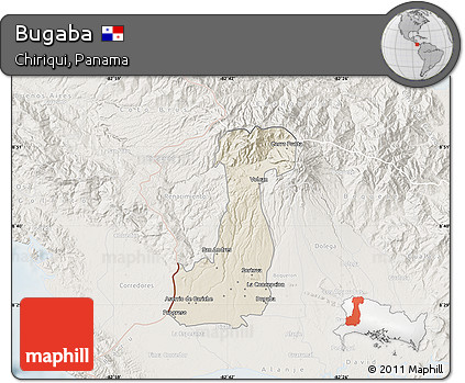 Shaded Relief Map of Bugaba, lighten