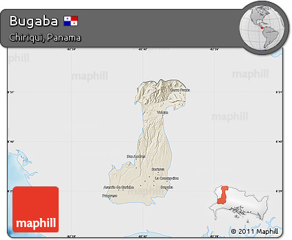 Shaded Relief Map of Bugaba, single color outside