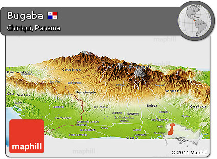 Physical Panoramic Map of Bugaba