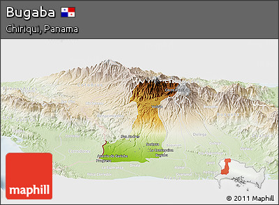 Physical Panoramic Map of Bugaba, lighten
