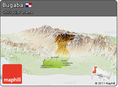 Physical Panoramic Map of Bugaba, lighten