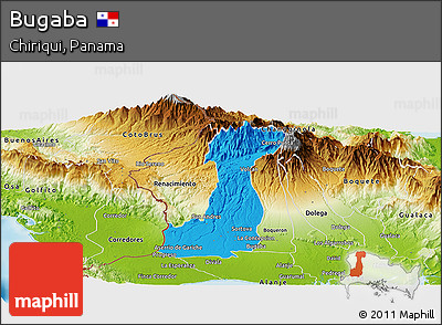 Political Panoramic Map of Bugaba, physical outside