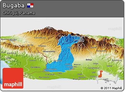 Political Panoramic Map of Bugaba, physical outside