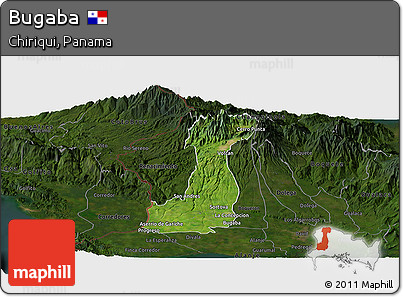 Satellite Panoramic Map of Bugaba, darken