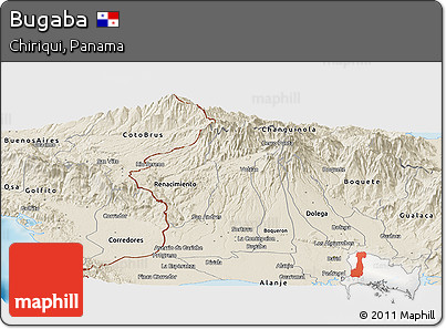 Shaded Relief Panoramic Map of Bugaba