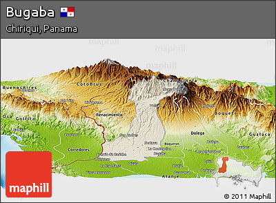 Shaded Relief Panoramic Map of Bugaba, physical outside