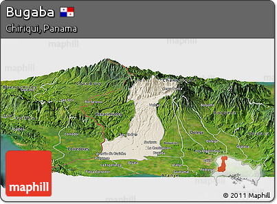 Shaded Relief Panoramic Map of Bugaba, satellite outside