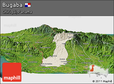 Shaded Relief Panoramic Map of Bugaba, satellite outside