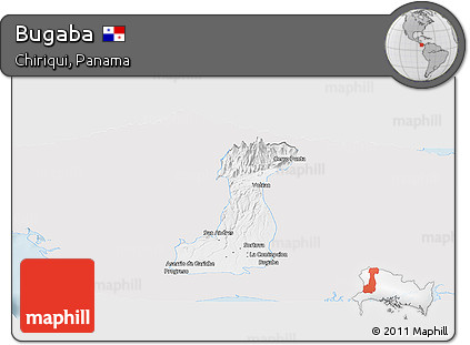 Silver Style Panoramic Map of Bugaba, single color outside