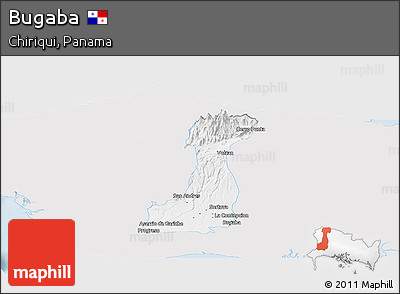Silver Style Panoramic Map of Bugaba, single color outside