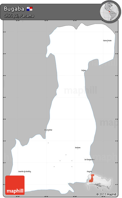 Gray Simple Map of Bugaba, single color outside