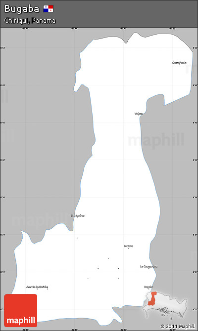 Gray Simple Map of Bugaba, single color outside