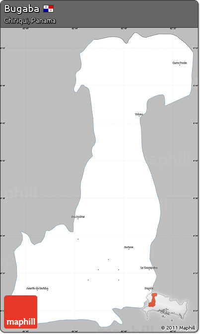 Gray Simple Map of Bugaba, single color outside