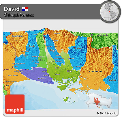 Physical 3D Map of David, political outside