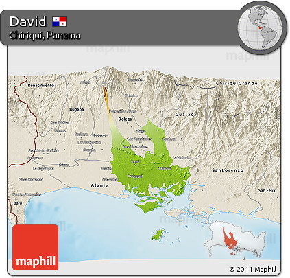 Physical 3D Map of David, shaded relief outside