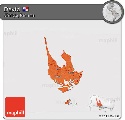 Political 3D Map of David, cropped outside
