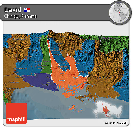Political 3D Map of David, darken