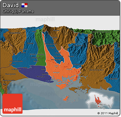 Political 3D Map of David, darken