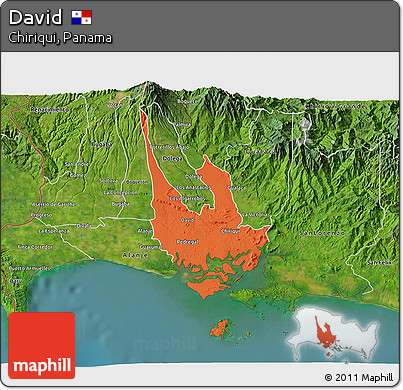 Political 3D Map of David, satellite outside
