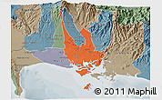 Political 3D Map of David, semi-desaturated